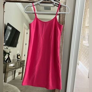 Hot pink string-tee mini dress